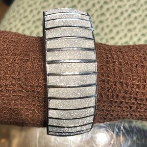 Silver tone pave rhinestone bracelet